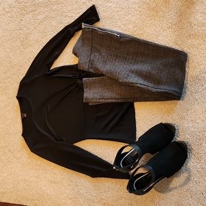 Ann Taylor Plaid Side Zip Leggings